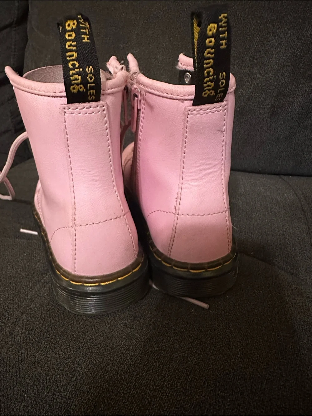 Dr. Martens Pink Leather Lace-Up Boots